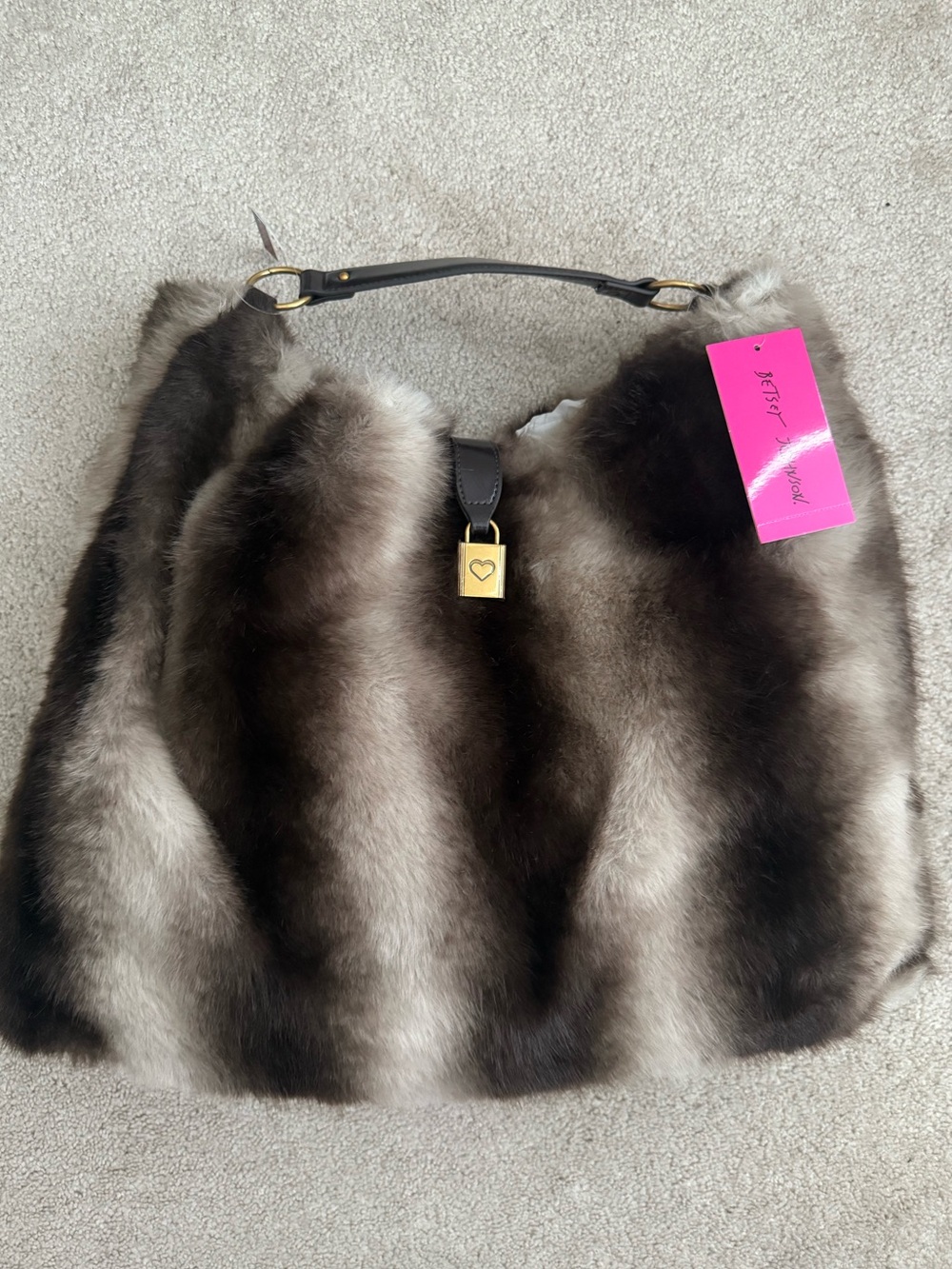 Betsey Johnson Faux Fur Large Tote Bag